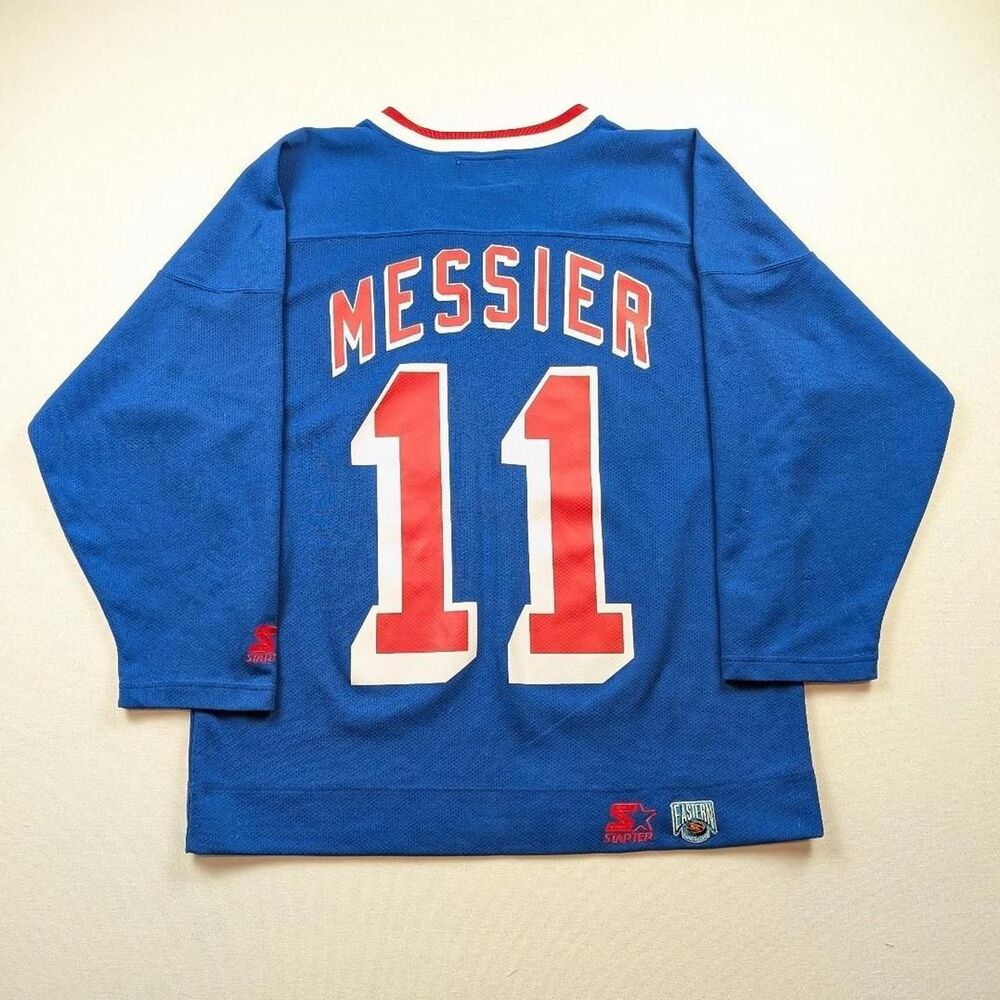 Vintage New York rangers NHL Hockey Jersey Mark Messier Blue Red Starter Size L